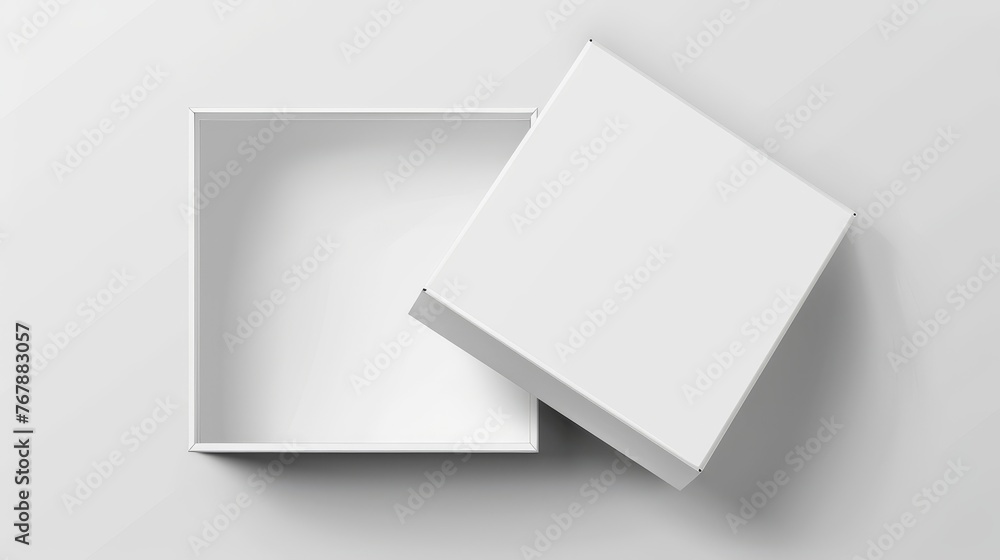 Aufkleber Three-dimensional mockup of a white matchbox container box package. Modern isolated empty cardboard box on a transparent background.