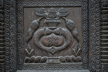 Kathmandu, Nepal- April 20,2023 : Buddhist temple architecture.