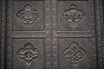 Kathmandu, Nepal- April 20,2023 : Buddhist temple architecture.