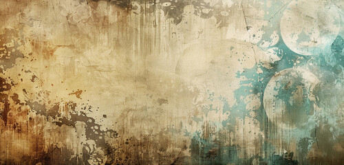 Serene sepia tones with bursts of tranquil teals, constructing an antique-inspired grunge texture.