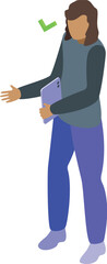 Fototapeta premium Female approved conversation icon isometric vector. Chat friend. Talking meet