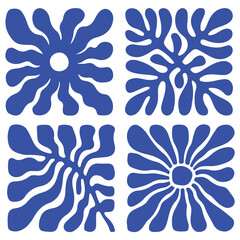 Groovy abstract flower art set.