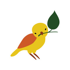 Bird little yellow green leaf