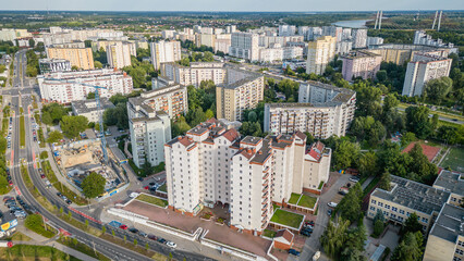 Aerial view of Goclaw area, South Praga district of Warsaw, Poland