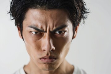 怒っている顔の日本人男性（怒り・許せない・イライラ・不満・ストレス） - obrazy, fototapety, plakaty