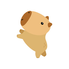 Capybara cute on a white background, vector illustration. Cutie funny capybara cartoon portrait, full face.Trendy animal. For printing on fabric, postcard, wrapping paper, kids party, baby shower,art
