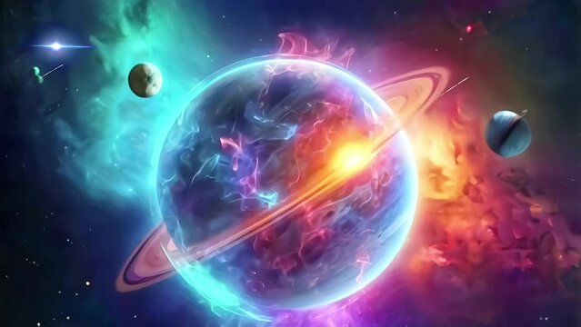 planet in space seamless looping 4k animation video background