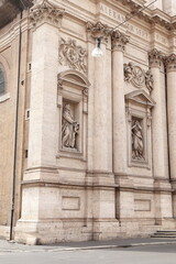Obraz premium Sant'Andrea della Valle Basilica Facade Detail with Statues in Rome, Italy