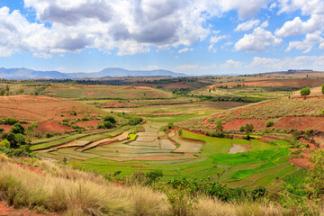 Fototapeta premium Panorama along the road from Miandrivazo to Antsirabe