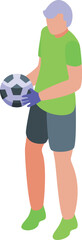 Soccer old goalkeeper icon isometric vector. Sport outdoor play. Elderly activity