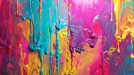 Abstract Background of Colorful Dripping Paint