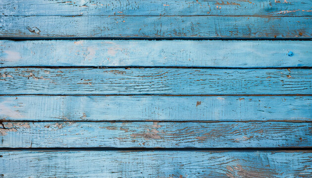 Vintage beach wood background - Old weathered wooden plank painted in blue color.