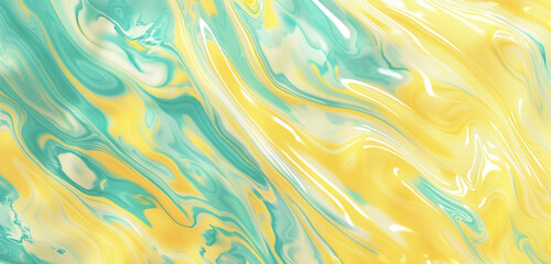 Lemon yellow & aqua swirl, vintage aesthetics.