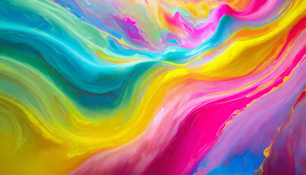 Abstract oil acrylic paint painted with waves painting texture colorful background