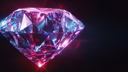 A majestic, glowing diamond illuminated in a dark environment, representing opulence, wealth, and a concept of luxury and exclusivity. Abstract Luxury Concept