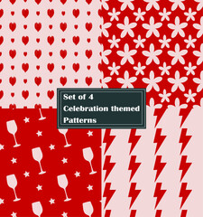 Set of four celebration themed pattern designs.