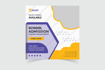 social media post School admission web banner template