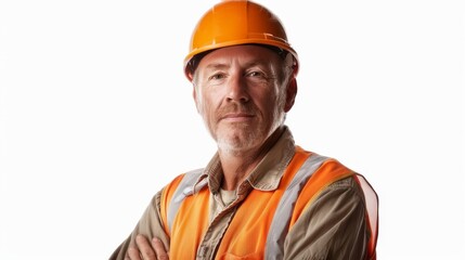 Construction worker on white background
