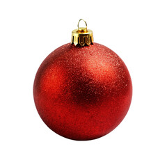 Matte red ball Christmas ornament. isolated on transparent background.