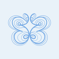 butterfly lined ornament blue element 