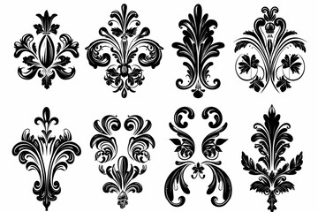 set of floral ornaments elements