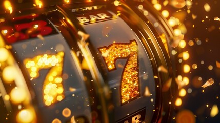 Fototapeta na wymiar Casino slot machine with number 7