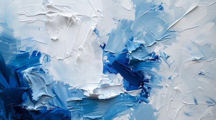 Abstract oil painting in blue tones
