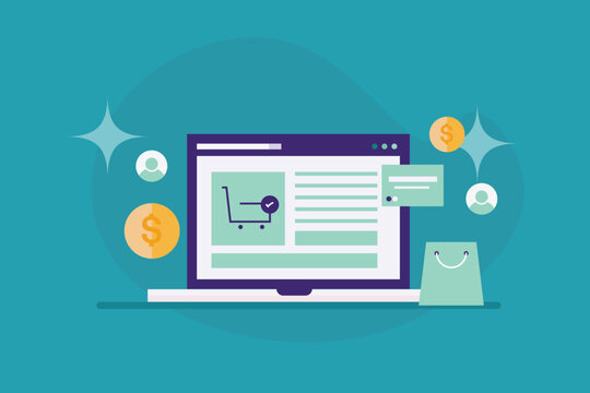 Making secure ecommerce purchase, Add to online cart, Online checkout, making digital payment with credit card, eCommerce solution, vector illustration banner.