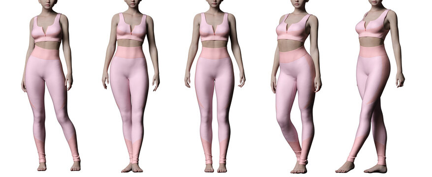 pink zip sport bra and legging on nice figure model