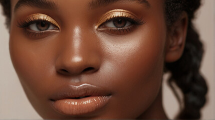 Close up portrait of young natural beautiful woman with healthy glowy skin - 767896288