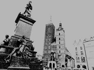 Kraków rynek Główny centrum miasta - obrazy, fototapety, plakaty