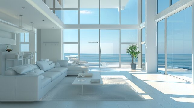 Minimalist modern house interior design of living room. AI generated image