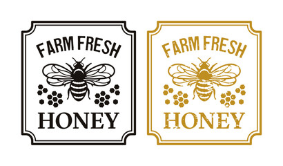 Farm Fresh Honey Label Bee Farm Product Vintage Badge Beekeeping Logo Stamp