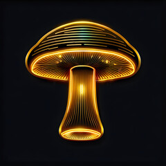 Radiant Gold: Exploring the Neon Mushroom Icon(Generative AI)