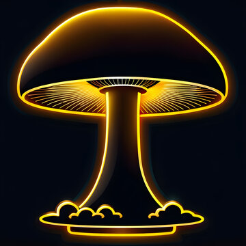 Radiant Gold: Exploring the Neon Mushroom Icon(Generative AI)