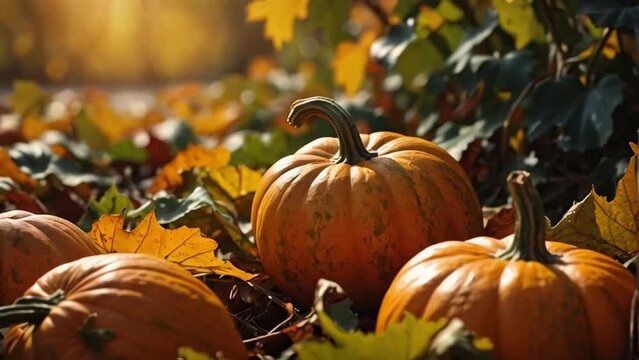 many ripe pumpkins in nature, harvest agriculture