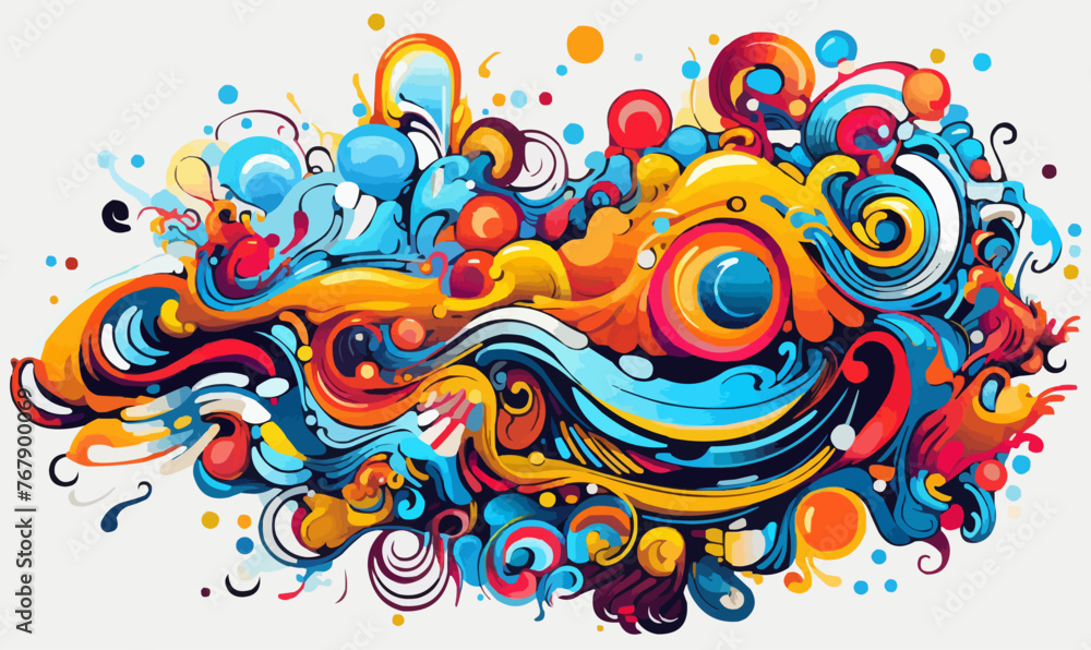 Poster psychedelic abstract art isolated vector style on isolated background illustration -