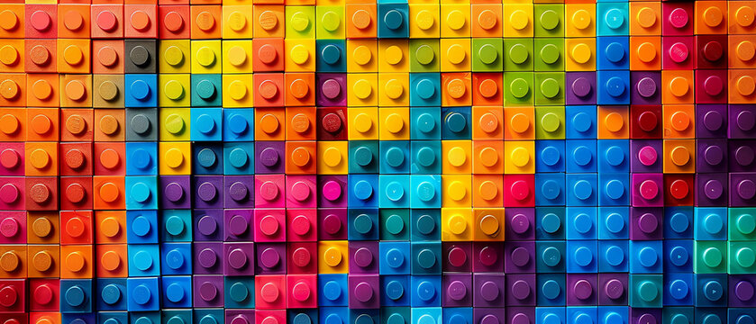 Lego wall with texture, lego background multi-color wall