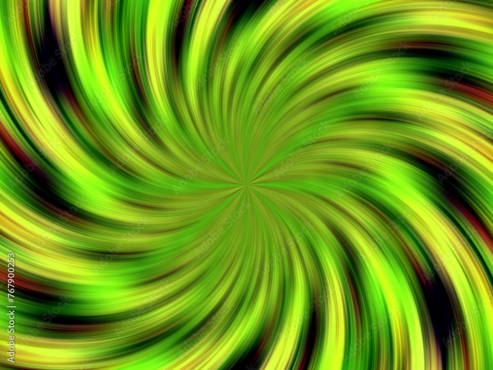 Poster vortex and rays with green color - abstract graphic with effect of depth of space, motion, rotation,