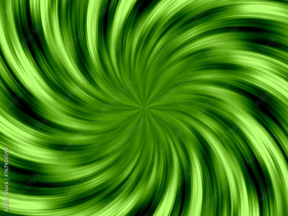 Poster vortex and rays with green color - abstract graphic with effect of depth of space, motion, rotation,