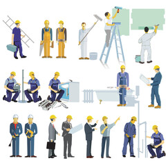 Fototapeta na wymiar Handwerker auf der Baustelle, illustration