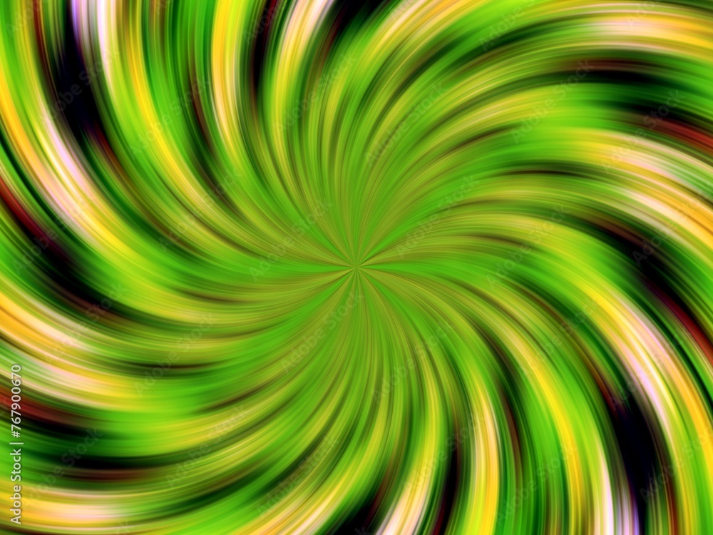 Poster vortex and rays with green and yellow colors - abstract graphic with effect of depth of space, motio