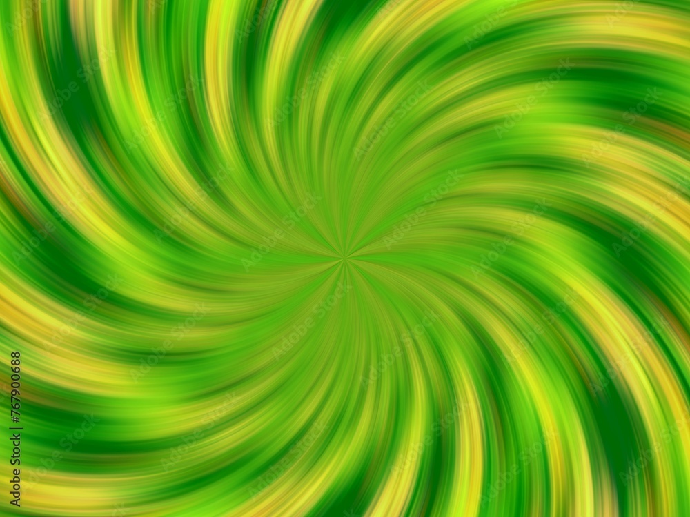 Poster vortex and rays with green and yellow colors - abstract graphic with effect of depth of space, motio