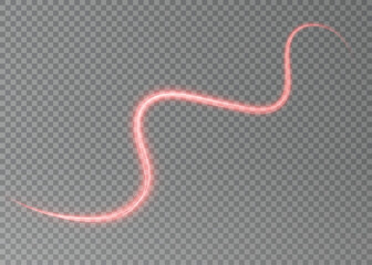 Luminous red lines png of speed. Light glowing effect png. Abstract motion lines. Light trail wave, fire path trace line, car lights, optic fiber and incandescence curve twirl	
