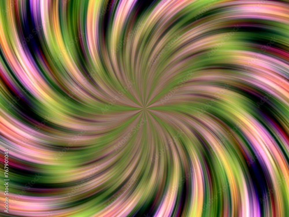 Poster vortex and rays with green and pink colors - abstract graphic with effect of depth of space, motion,