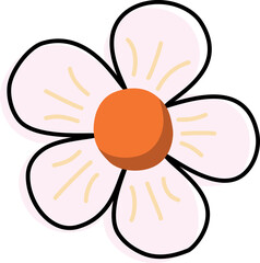 Cute cartoon pink flower of red berry strawberry