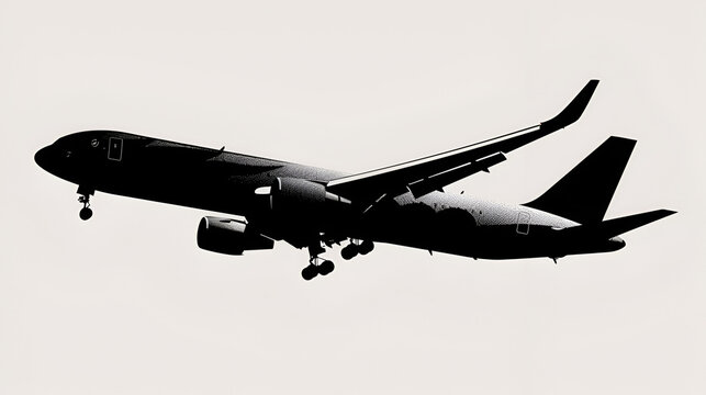Black airplane silhouette, generative Ai