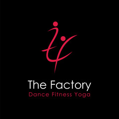 Letter TF logo icon vector template on black background, with motion people concept