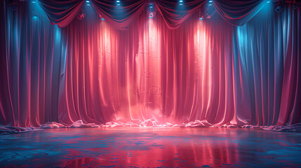 Stage Curtains The Perfect Backdrop for Theater Productions, Generative AI - obrazy, fototapety, plakaty