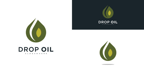 Unique style water oil drop logo design. Premium Vector